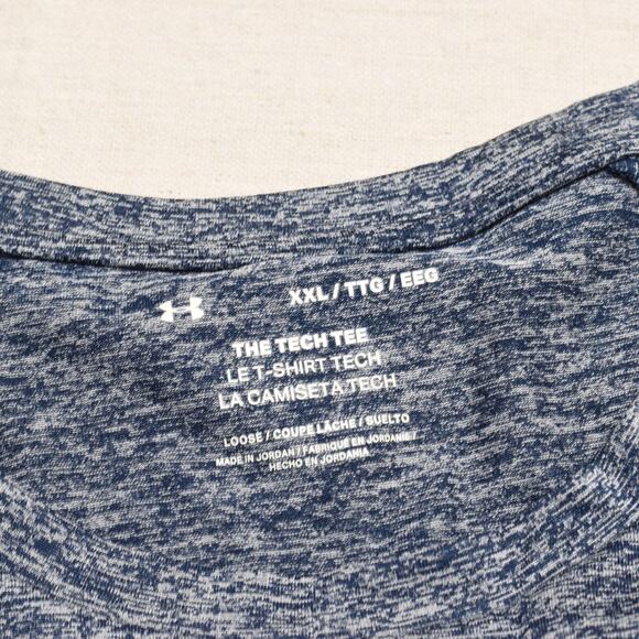 Under Armour Men T Shirt Short Sleeve Striped Polyester Blue Size 2XL Tech Tee - Picture 7 of 8